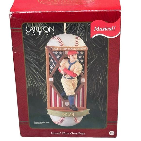 Vintage Carlton Cards 98 Grand Slam Baseball Musical Ornament in Box Collectiors - Picture 1 of 16